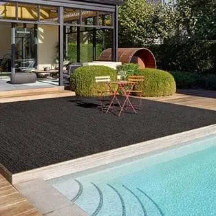 Alfombra propileno trenzado Confort alfombras- Fácil Limpieza - Interior y Exterior Varias medidas y formas. Modelo Terrae Negro.   Confort alfombras Fácil limpieza