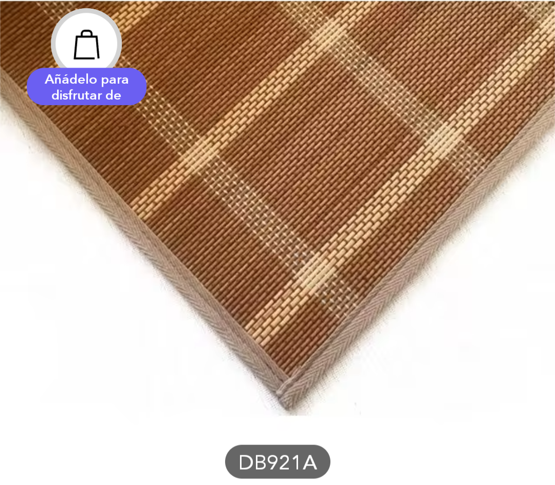 Natural bamboo rug with cotton tape trim, eco-friendly and hypoallergenic alfombra bambú natural by Confort.